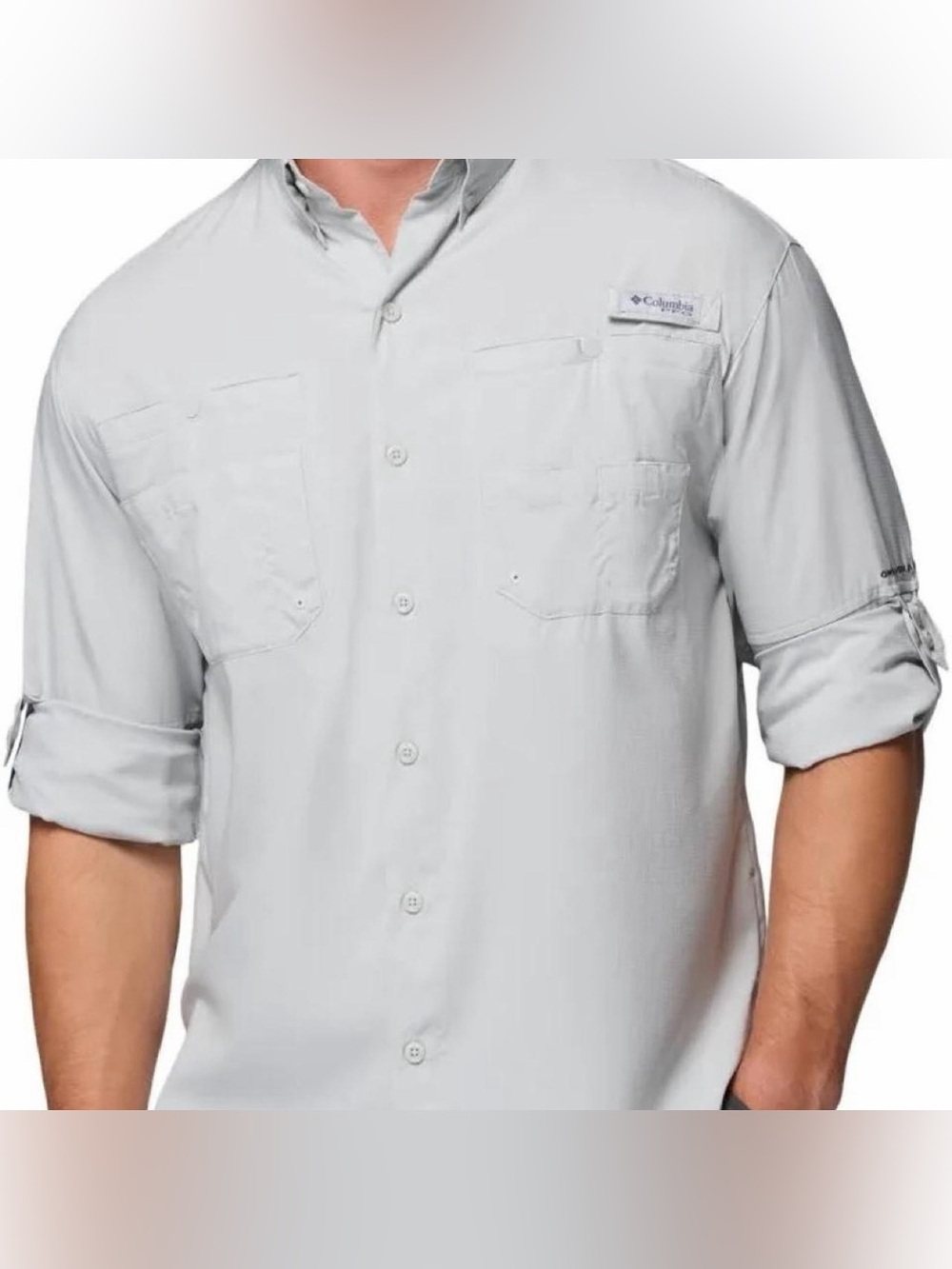 Columbia Men's Casual Long-Sleeve Button-Down Shirt - Light Gray